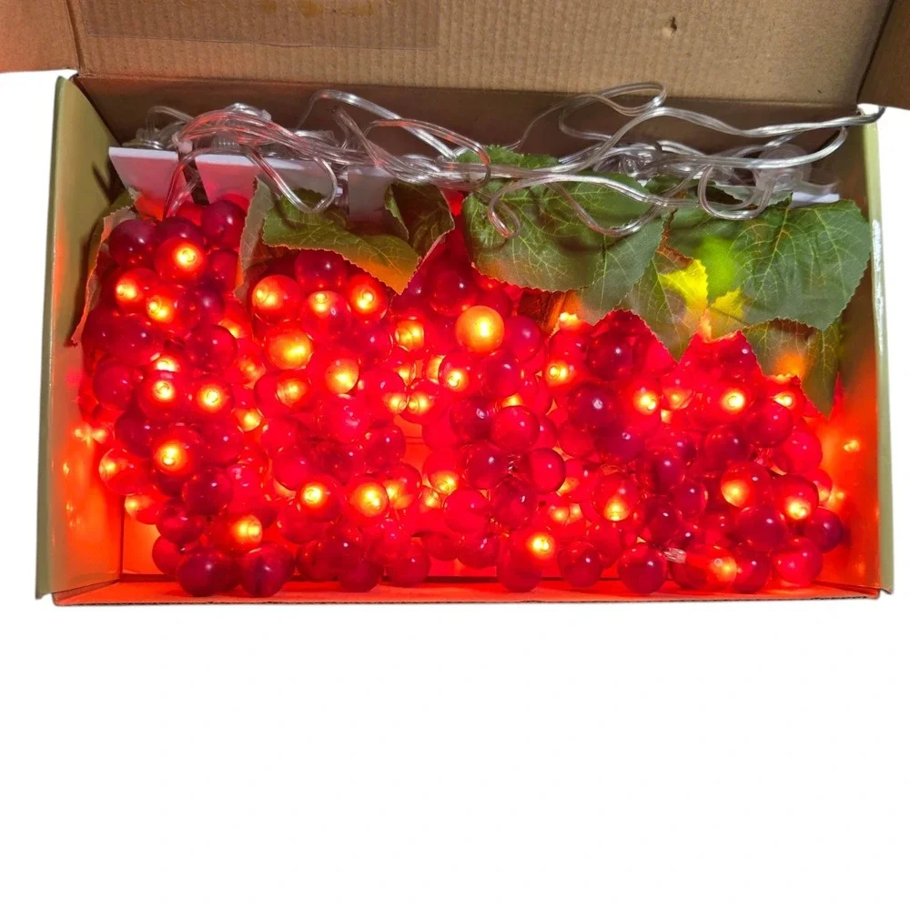 Kurt Adler Indoor/Outdoor 100-Light LED Burgundy Grape Cluster Light Set, 5.3ft